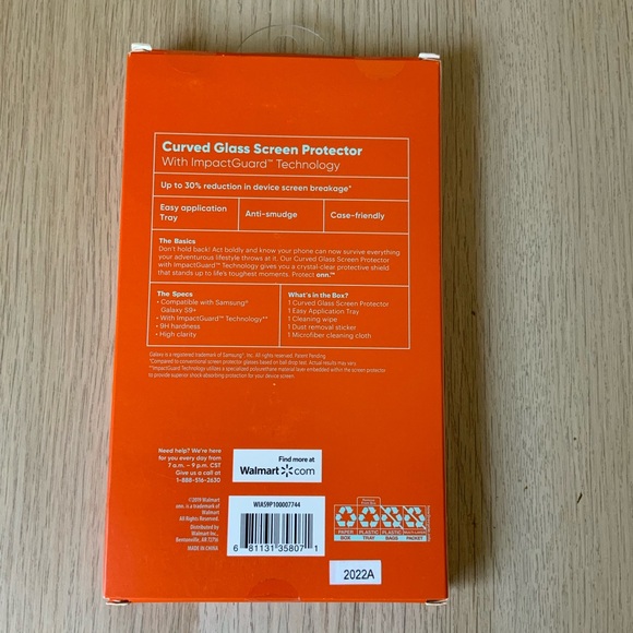 2/$10 Onn. Curved Glass Screen Protector For Samsung Galaxy S9+ - Picture 3 of 4